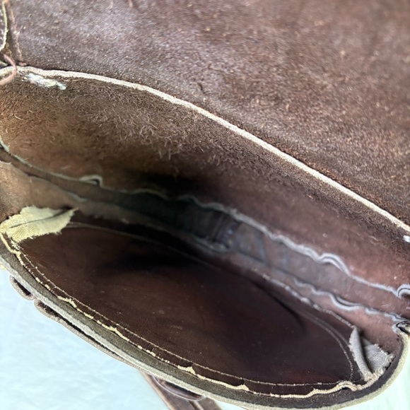 Vintage artisan handmade boho minimalist distressed genuine leather shoulder bag - Picture 15 of 17